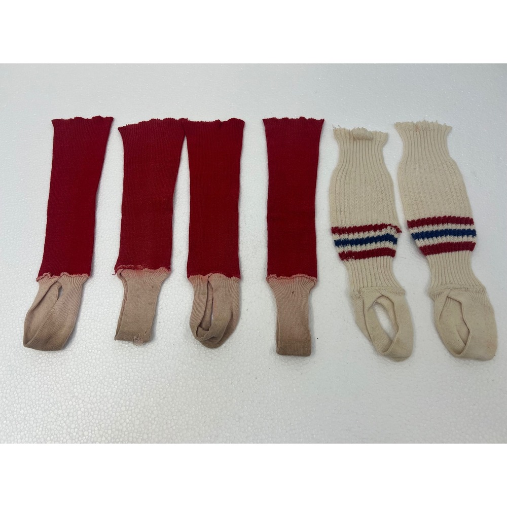 Vintage Baseball Stirrup Socks Lot Red White Striped Retro Athletic Tube High - Picture 8 of 11